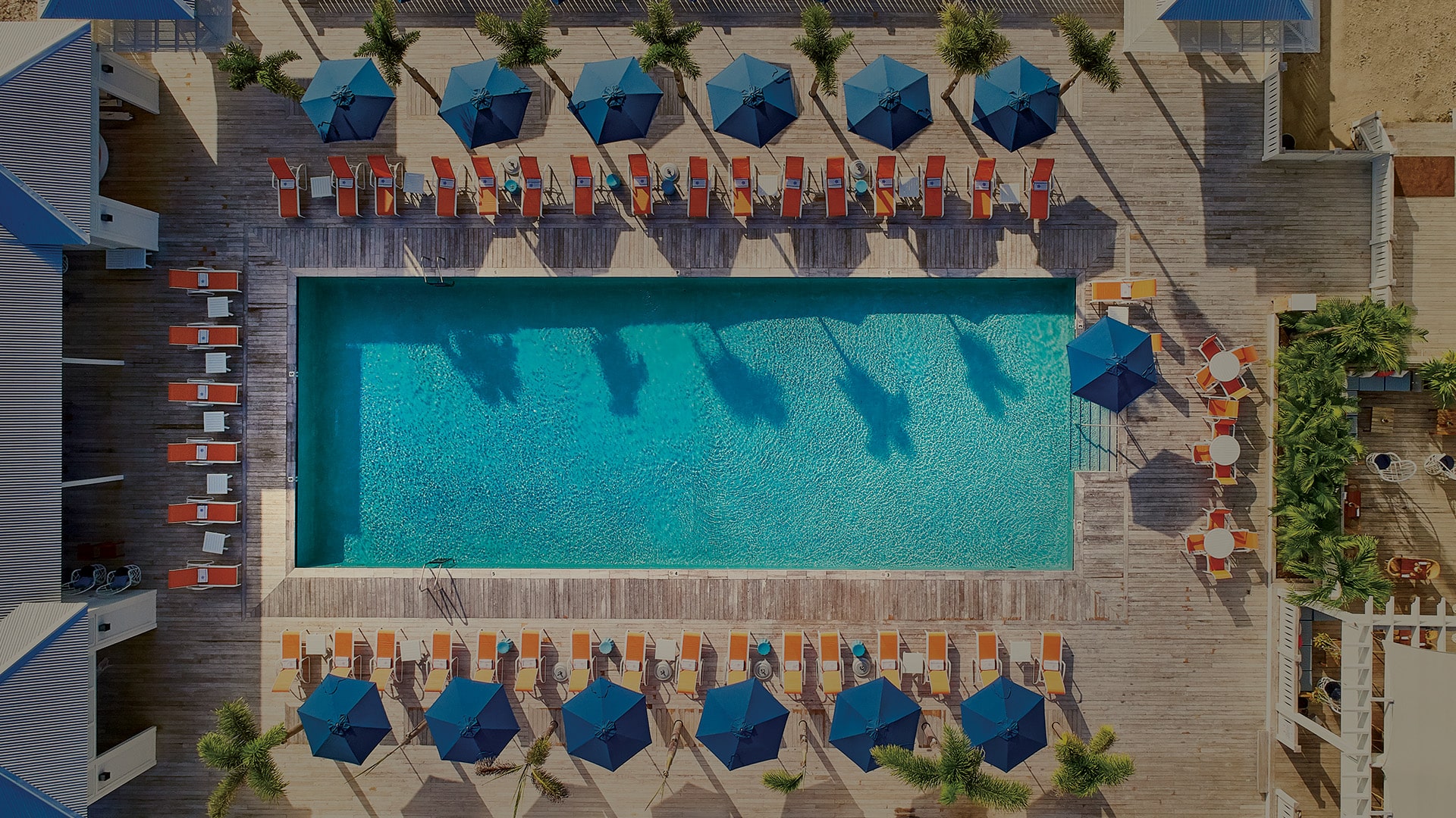 Overhead of the pool at Mahogany Bay Resort