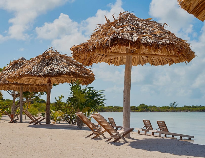Beach chairs at the Mahogany Bay Resort & Beach Club